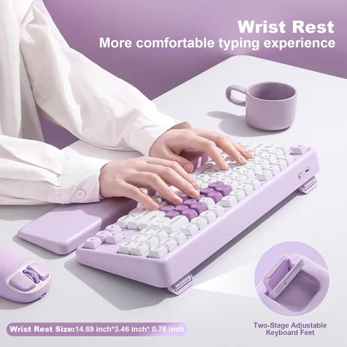 Vista 9 de YUNZII B87 Wireless Mechanical Keyboard,QMK/VIA Programmable,TKL Layout 87 Keys,BT/2.4G/USB-C,Hot Swap Gasket Mount RGB Backlit Gaming with Wrist