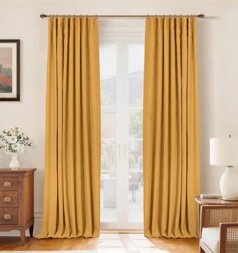Vista 42 de INOVADAY Cortinas térmicas para puerta corredera 100% opacas para dormitorio, cortinas de puerta corrediza de vidrio extra anchas para patio, lino