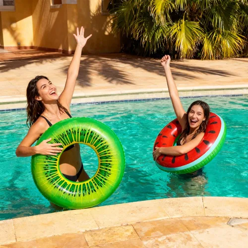 Vista 3 de FindUWill Paquete de 6 flotadores de piscina para niños, anillos de natación para piscina (paquete de 4) – 4 flotadores grandes inflables para playa