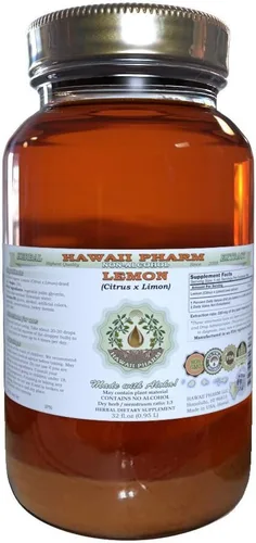 Vista 6 de Limón Sin Alcohol líquido, extracto de limón (citrus X Limon) secas Peel glycerite Hawaii Pharm Suplemento de hierbas naturales