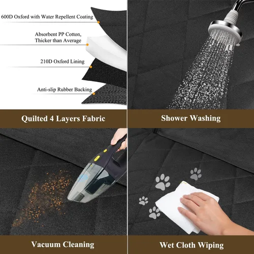 Vista 7 de VIVAGLORY Funda de asiento de perro para asiento trasero, ventana visual de malla con correa adicional y hebillas para mayor seguridad, fundas