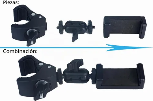 Vista 4 de Phone Holder with Clamp for Golf Cart Universal Phone Mount Holder for Bicycle, Wheelchair, Stroller Mic Stand Phone Holder