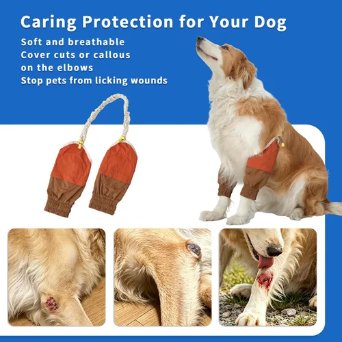 Vista 3 de Mangas protectoras impermeables para codo de perro para patas delanteras Marrón y borgoña