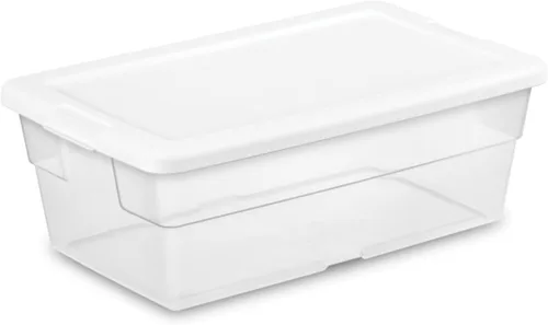 Vista 15 de Sterilite - Paquete de 12 cajas de almacenamiento apilables con tapas a presión; contenedor organizador de plástico resistente para armario, baño