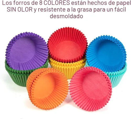 Vista 2 de Gifbera Bright Rainbow Standard Cupcake Liners - Tazas de papel colorido sólido para hornear, 400