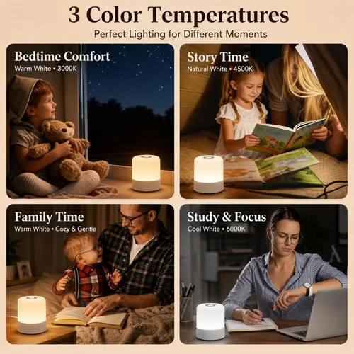 Vista 7 de Luz nocturna portátil para bebé, 2400 mAh, luz de huevo de 3 colores para guardería, lámpara LED pequeña recargable, luz nocturna táctil regulable