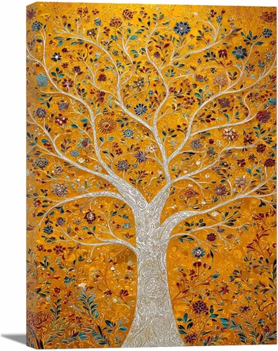 Vista 14 de VOCBAN Tree of Life Wall Art The Picture Artwork Canvas Prints Tree Pictures Poster Retro Artwork for Bedroom Living Room Home Decoration(blue blue