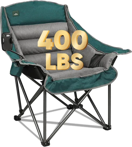 Vista 9 de Northroad Silla de campamento acolchada de gran tamaño, silla de césped plegable con soporte para tazas, bolsa de transporte para senderismo al aire