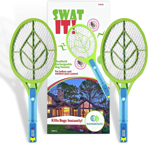 Vista 8 de SWAT IT! Bug Zapper - Raqueta recargable para matar insectos, 4000 voltios, cable de carga USB, paquete de 2 (mediano)