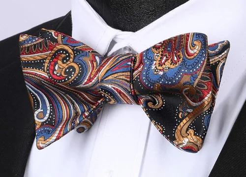 Vista 74 de HISDERN Pajaritas para hombre, corbatín de cachemira para hombre, corbata de lazo y bolsillo cuadrado, juego formal de esmoquin para boda