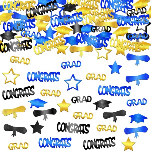 Vista 24 de KatchOn, Confeti de graduación negro brillante 2025 – Paquete de 500 Confeti de graduación 2025 decoraciones Decoraciones de graduación 2025