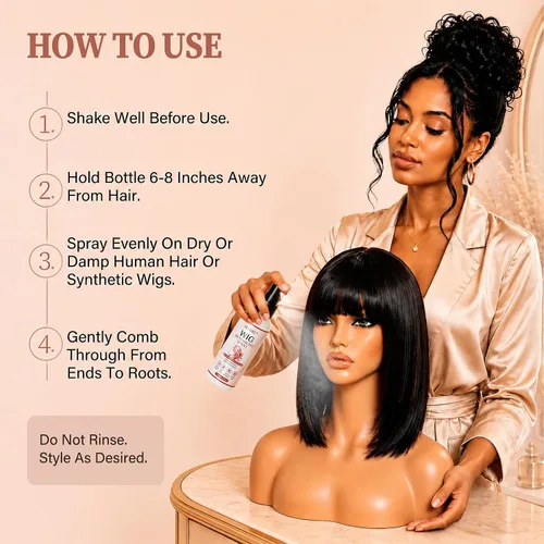 Vista 6 de ulluxe 2 piezas de spray de peluca para cabello sintético y cabello humano