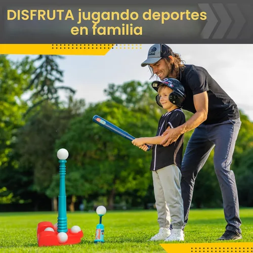 Vista 4 de TOMLEON Soporte de T-Ball para niños y niñas de 1-3, 3-5, 5-8 años. Set de béisbol con 6 pelotas grandes, camiseta de bateo T-ball ajustable
