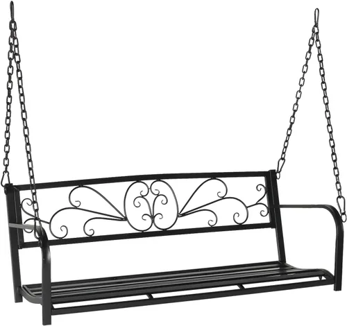 Vista 13 de VINGLI Columpio de Metal Mejorado para Patio y Porche, Capacidad de Peso de 660 LBS Silla Columpio de Acero para Exteriores, Silla Columpio
