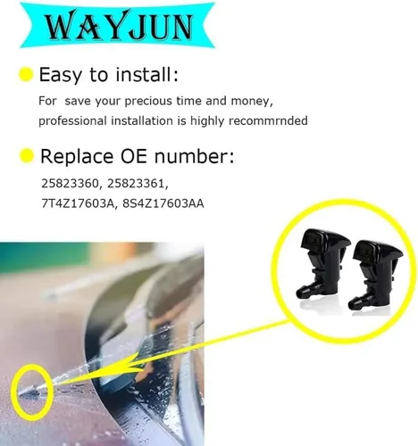 Vista 6 de WayJun 8S4Z17603AA - Boquilla para limpiaparabrisas con chorro de agua compatible con Ford Focus 2008-2011 Edge 2007-2011 Edge 2007-2010 Lincoln MKX