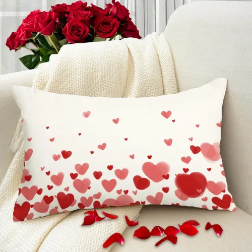 Vista 2 de RABUSOFA Fundas de almohada de San Valentín de 12 x 20 pulgadas, decoración del día de San Valentín, fundas de cojín lumbar, fundas de cojín lumbar