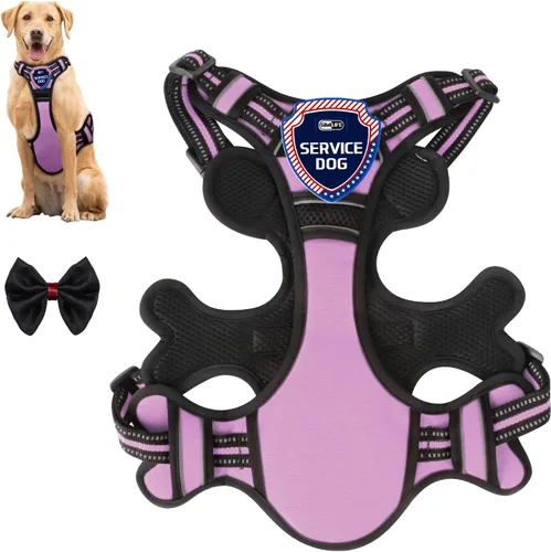 Vista 11 de Gimilife Arnés para perro, chaleco reflectante ajustable para perro, arnés sin tirones con insignia y corbatín para cachorros, perros pequeños