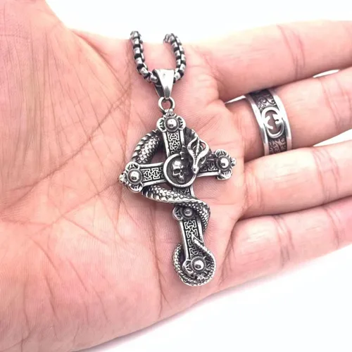 Vista 6 de Collares punk para hombre con cadena cuadrada de acero inoxidable de 23.6 pulgadas