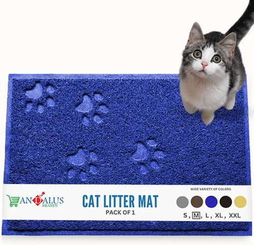 Vista 18 de Andalus Tapete Pequeño para Arena de Gatos, Paquete de 2 - Impermeable, Antideslizante y Fácil de Limpiar, Tapete para Caja de Arena de Gatos