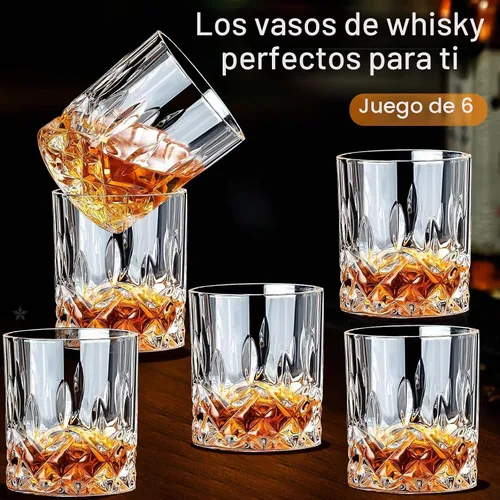 Vista 5 de Vasos de whisky Old Fashioned de 10 onzas, juego de 6 vasos de whisky de borbón, vasos para beber para coñac, cóctel, ron bourbon, brandy bar