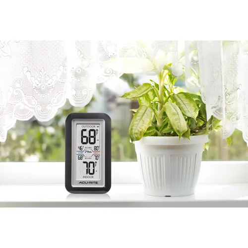 Vista 3 de AcuRite 0 termómetro digital con temperatura exterior e interior Negro