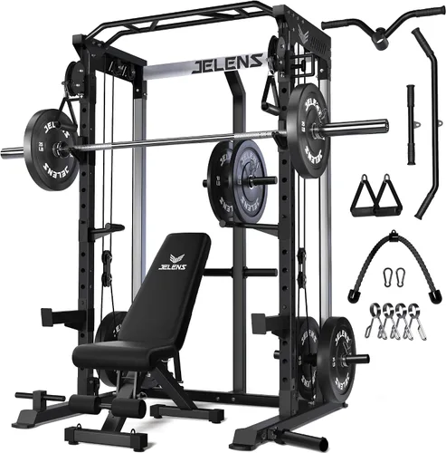 Vista 25 de C21 Power Cage 2000LBS Multi-Function Power Rack with Independent Dual Pulley System, All-in-One Squat Rack for Cable Crossover, Home Gym Workout