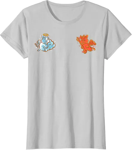 Vista 20 de Camiseta de gato ángel y diablo sentado en tu hombro Nerd Kitten, Negro