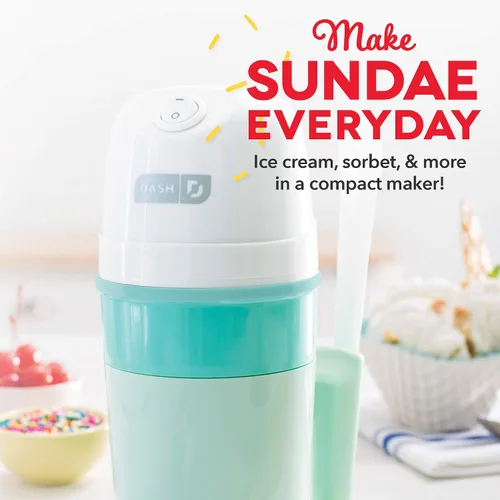 Vista 3 de Dash My Pint - Máquina eléctrica para hacer helado, gelato, sorbete y yogur congelado, tiene una cuchara mezcladora y recetario