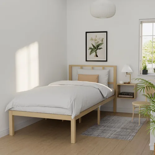 Vista 17 de Base de cama de bambú de tamaño individual con plataforma de madera, estructura sólida y estable con listones antideslizantes, cama alta,