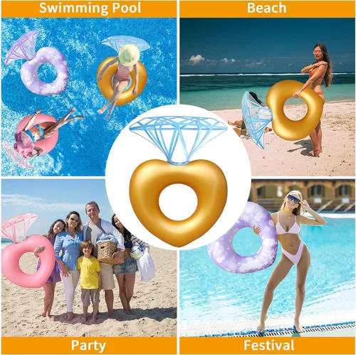 Vista 7 de Anillo de natación de diamantes flotante, piscina, juguetes de playa para adultos, anillo de natación inflable, cama flotante, fiesta divertida