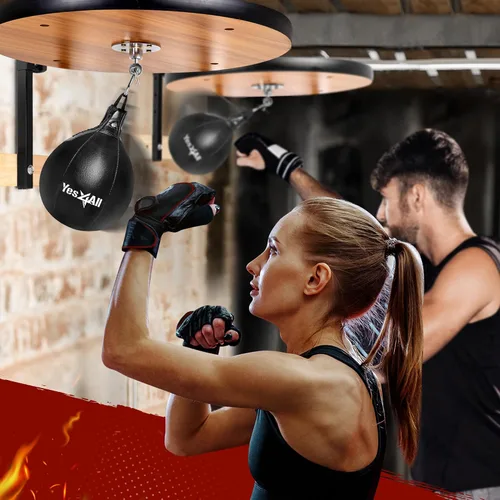 Vista 6 de Yes4All Plataforma de bolsa de velocidad ajustable de 24 pulgadas con bolas de velocidad mejoradas, saco de boxeo de montaje en pared, kit completo