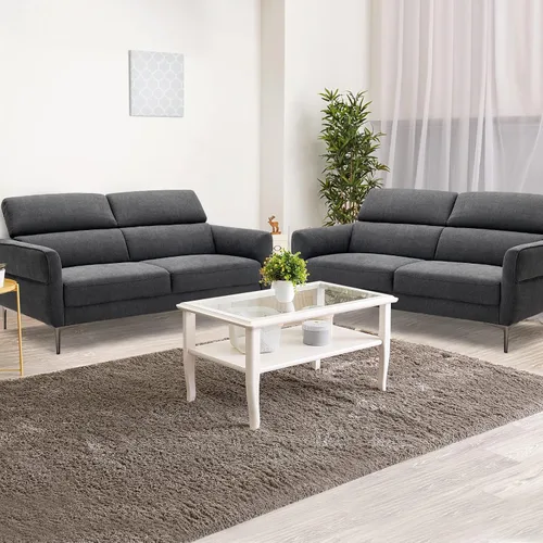 Vista 2 de Giantex Sofá biplaza tapizado con reposacabezas elevable y patas de metal, cómodo cojín de esponja CertiPUR-US, sofá de 2 plazas para sala de estar