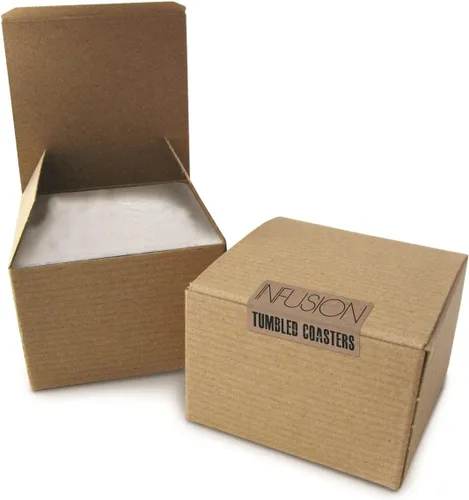 Vista 4 de Infusion Posavasos de travertino personalizados con diseño navideño - Juego de 4