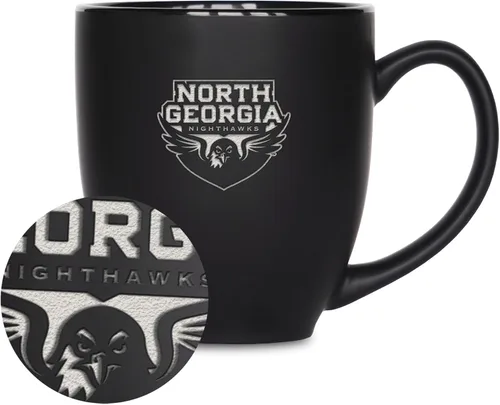 Vista 96 de Rico Industries - Taza de cerámica mate negra con grabado láser estándar de 15oz para NCAA (escuelas T & U) - Para bebidas calientes o frías