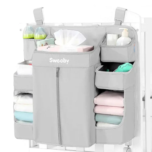 Vista 8 de Sweeby Organizador de pañales para cambiador y cuna, apilador de pañales para guardería, organizador colgante para artículos esenciales del bebé