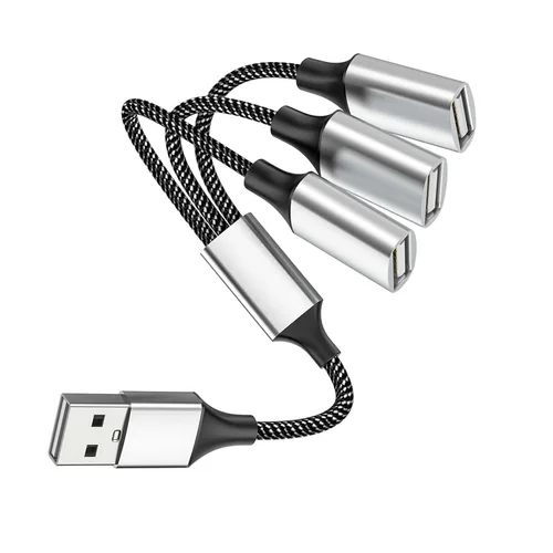 Vista 9 de Fidioto Divisor USB Y, un cable de extensión USB de 1 macho a 4 hembra, soporte de divisor USBA para carga y transferencia de datos