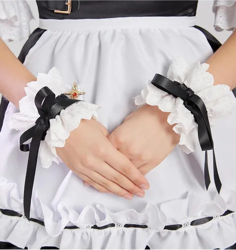 Vista 5 de miccostumes Disfraz de sirvienta para mujer, disfraz de cosplay con enagua