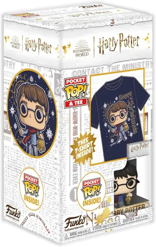 Vista 2 de Funko Pocket Pop! & Tee: Harry Potter - Navidad Harry - Niños S