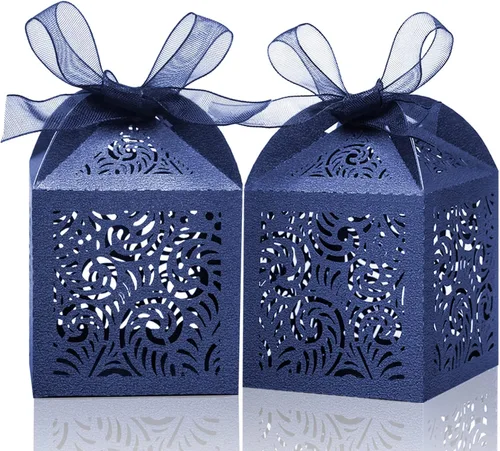 Vista 11 de COTOPHER 60 cajas de recuerdo cortadas con láser, caja de regalo pequeña de 2 x 2 x 2.75 pulgadas para regalos, recuerdos de fiesta de boda