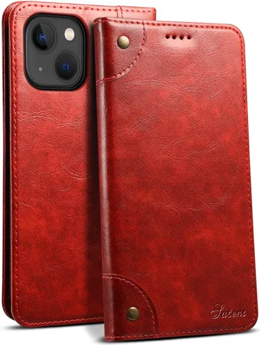 Vista 10 de SINIANL Funda compatible con iPhone 15, funda de piel azul con soporte magnético, soporte para tarjetas de crédito, funda tipo cartera