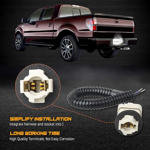 Vista 4 de Lámpara LED para placa de matrícula con arnés de cableado de enchufe compatible con Ford F150 F250 F350 F450 F550 Super Duty Ranger Explorer Bronco
