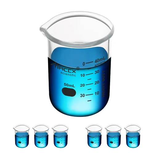 Vista 10 de Vaso de vidrio resistente de 3.4 onzas (3.4 fl oz), 3.3 Griffin de borosilicato de forma baja con graduación impresa, paquete de 4, BKL100-004