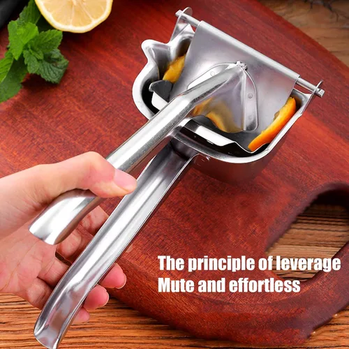Vista 5 de Exprimidor manual, exprimidor manual de limón de acero inoxidable 304, exprimidor de cítricos manual con mango cómodo, accesorios de cocina