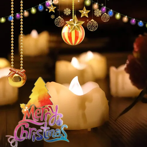 Vista 7 de Velas pequeñas de luz led, efecto de llama parpadeante, con pilas y control remoto. Luces decorativas para bautismo, bodas, fiestas, regalos. 6