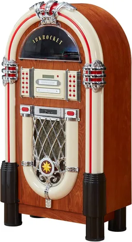 Vista 17 de Arkrocket Jukebox reproductor de discos de vinilo de tamaño completo Bluetooth USB SD Reproductor de CD Radio, tocadiscos retro clásico Jukebox