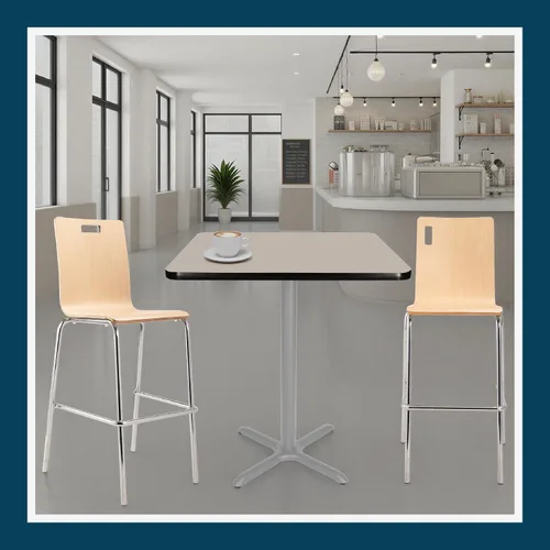 Vista 8 de OEF Furnishings Mesa de café – Base en X, 42 pulgadas de altura, parte superior cuadrada de 36 pulgadas, nebulosa gris/marco gris – Mesa de bistró