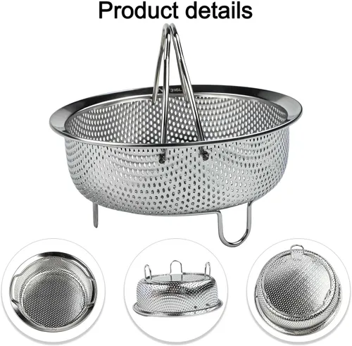 Vista 5 de 304 Stainless Steel Steamer Insert for Cooking Pots and Pressure Cookers, Multi-Size Steam Basket for Vegetables, Seafood, Eggs, and Multifunctional
