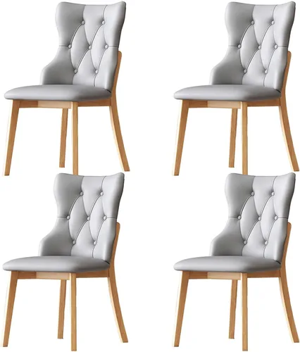 Vista 28 de Upholstered Dining Chairs with Backrest,Kitchen Chairs Leather,Living Room Chair with Wood Legs for Home, Restaurant, Hotel, Conference Room Grey