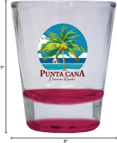 Vista 2 de Punta Cana República Dominicana Souvenir - Vaso de chupito (1.5 onzas), color rojo