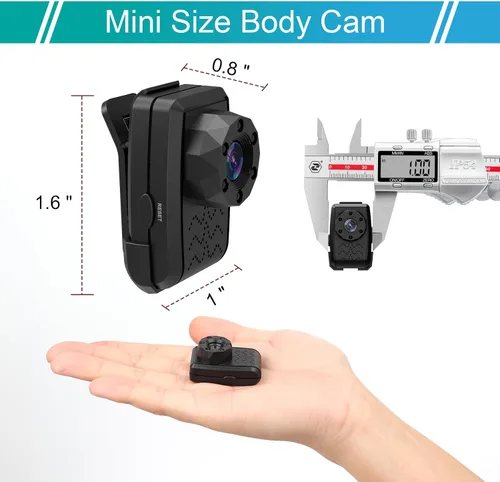Vista 2 de Mini cámara inalámbrica con cámaras de vigilancia pequeñas de 1080P, clip trasero, grabadora de video portátil con visión nocturna por infrarrojos